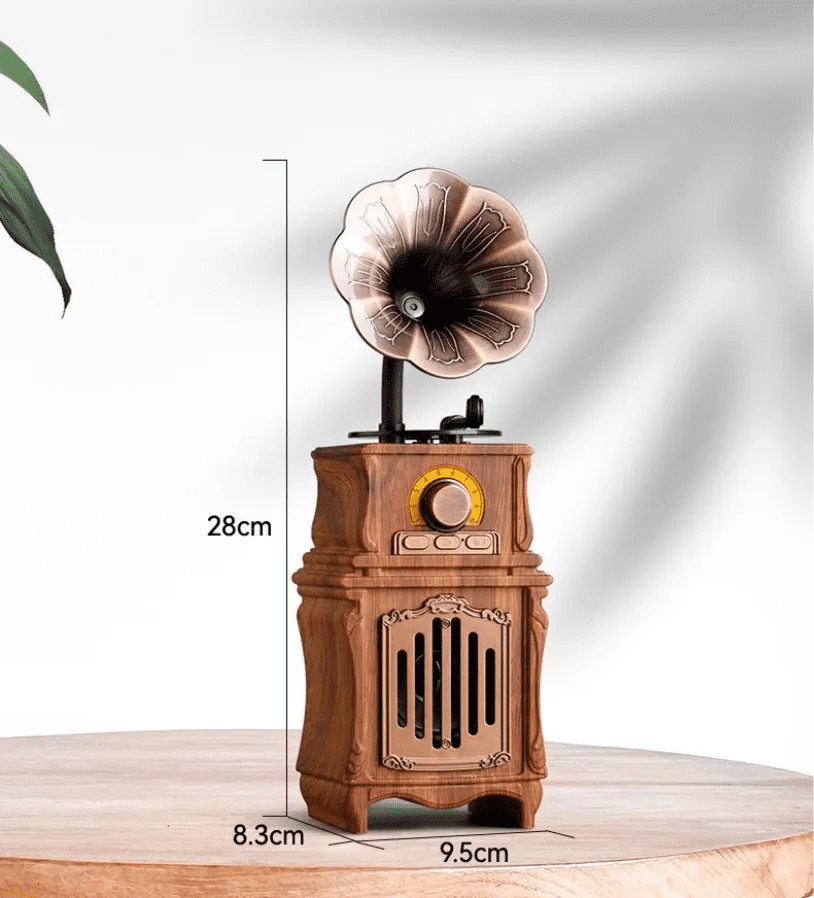 mini retro radio vintage drveni fonograf