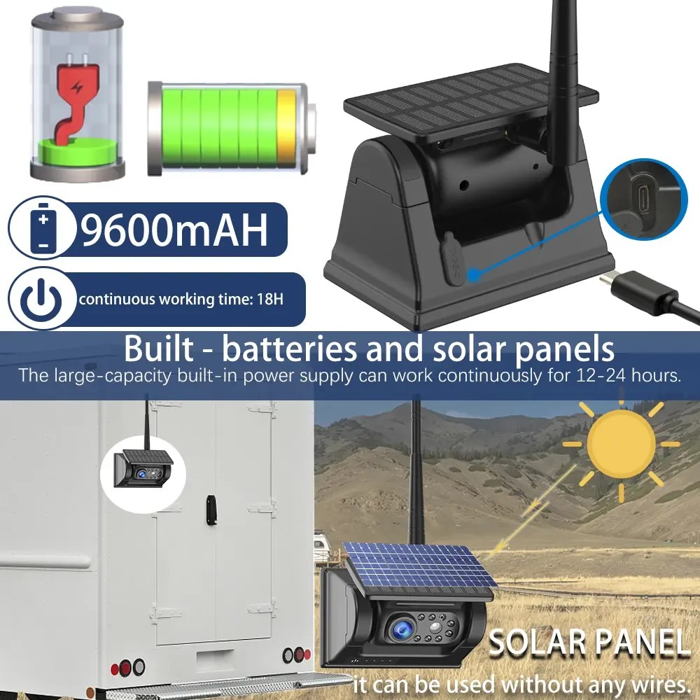 magnetska kamera za parkiranje unatrag s baterijom i solarnim panelom