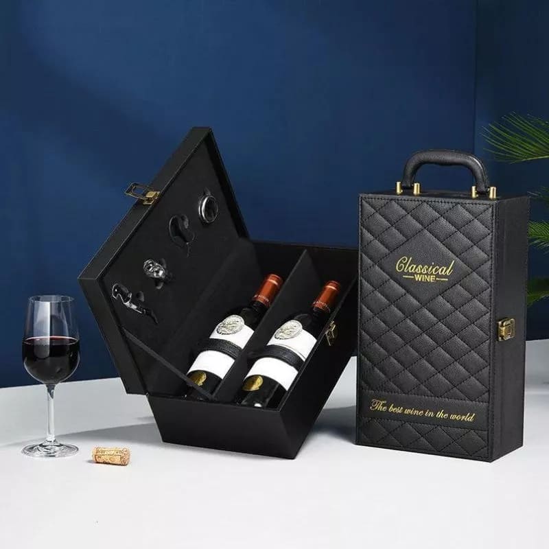 vinske kutije deluxe kožna kutija za vino kao poklon set za muškarce