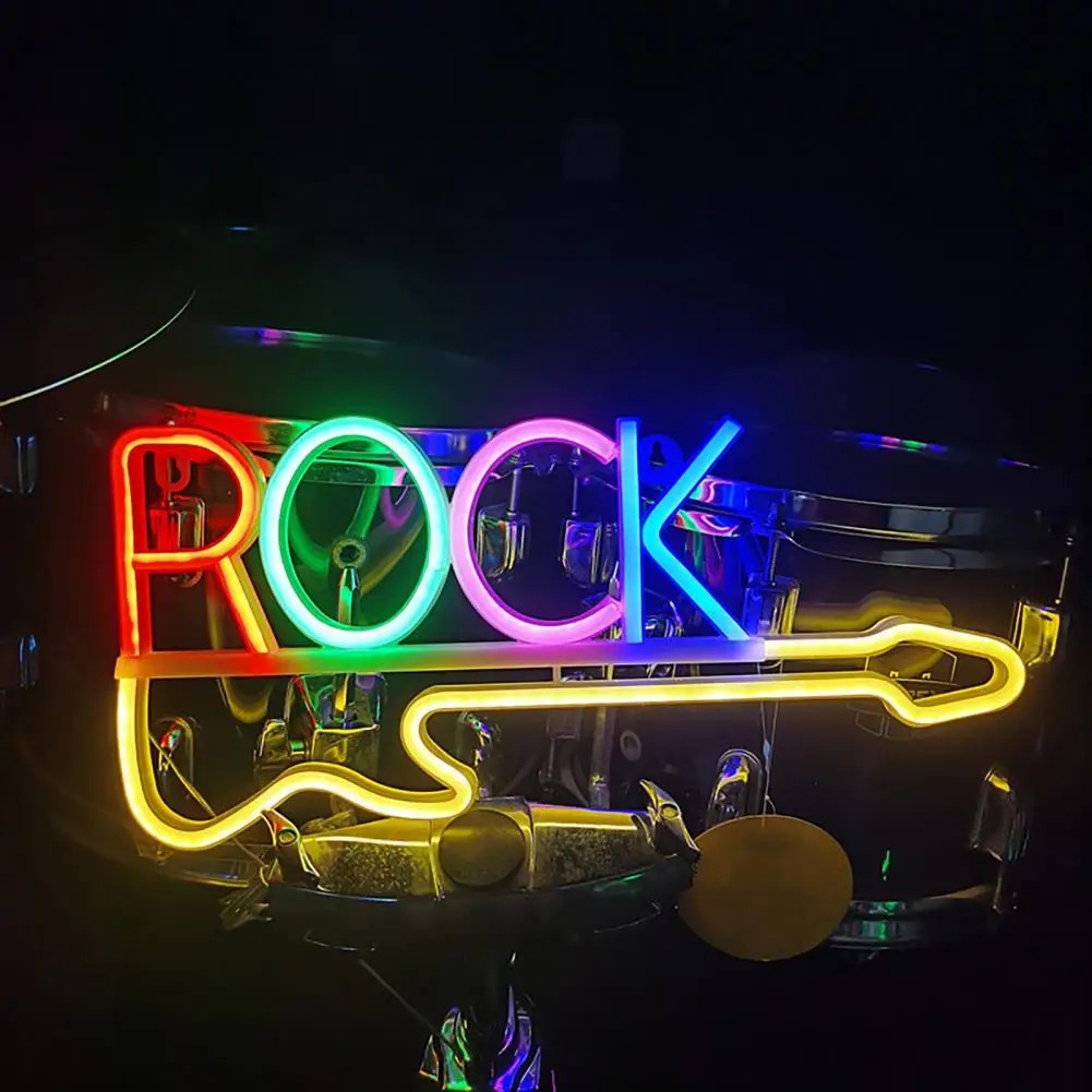 svjetleći led neonski logotip - rock gitara