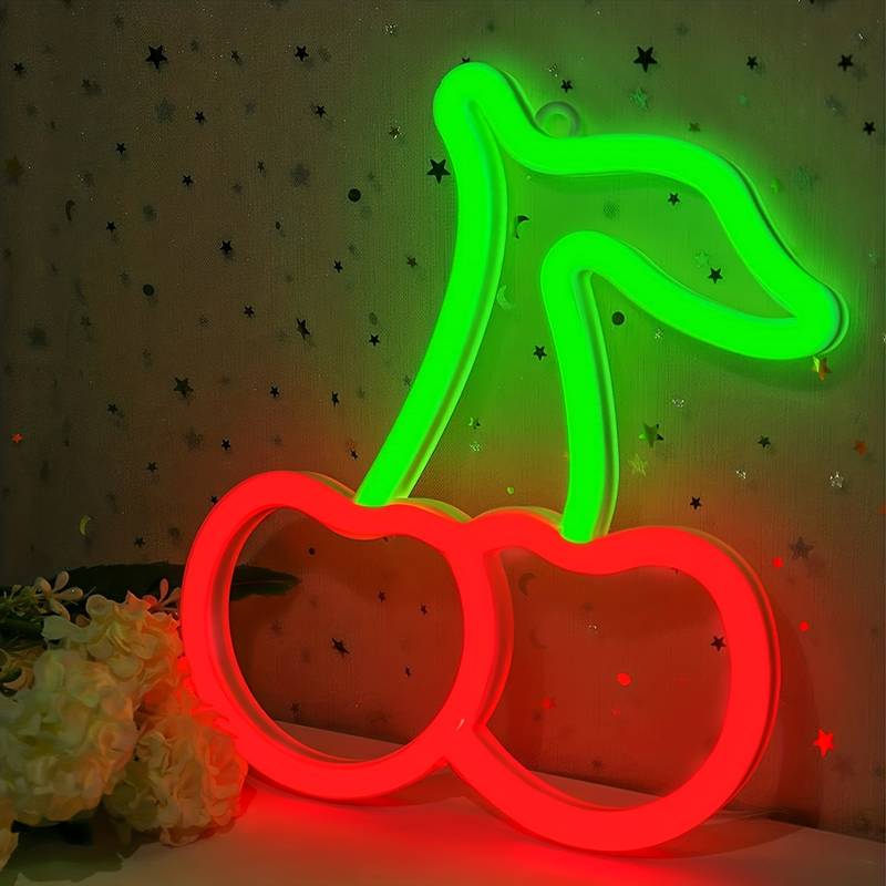svjetlo trešnje logotip neonski znak led trešnje